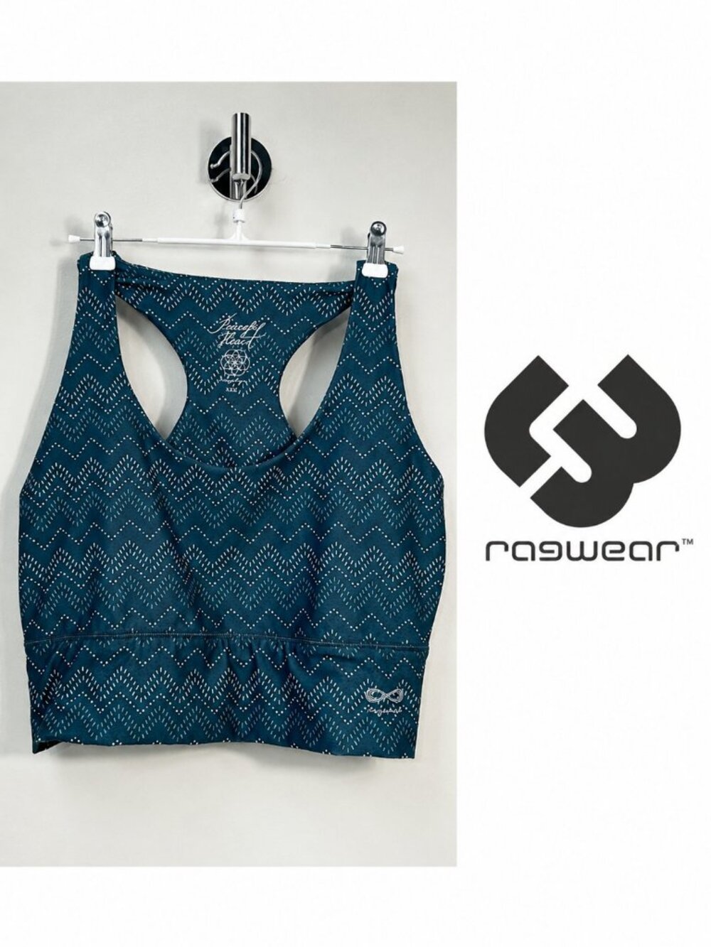 Ragwear Peaceful Heart Seola Chevron Women’s Sports Bra Crop Top Teal XXL